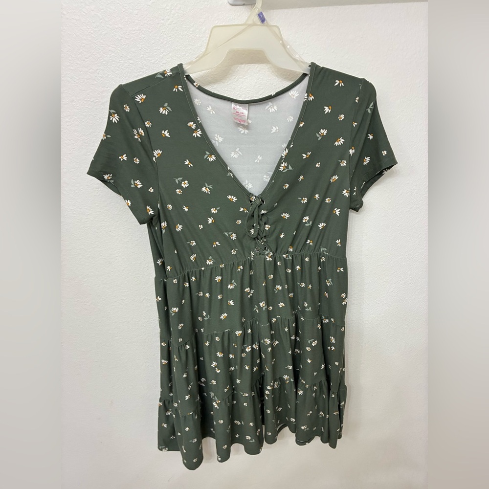 No Boundaries Green Floral Dress
